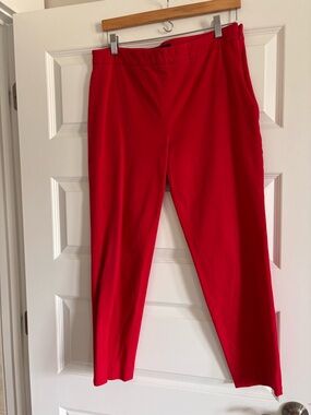 Talbots Bright Red Straight-Leg Pull-On Pants